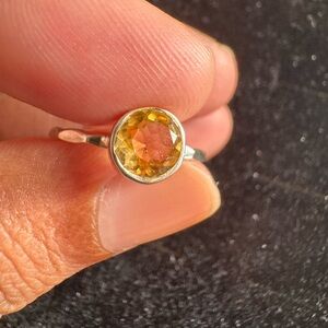 Elegant sterling Silver  citrine Gemstone Ring